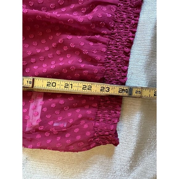 Loft Polka Dot Pink Magenta‎ Blouse Top 3/4 Sleeve Chiffon Sz Small Workwear - Picture 6 of 9
